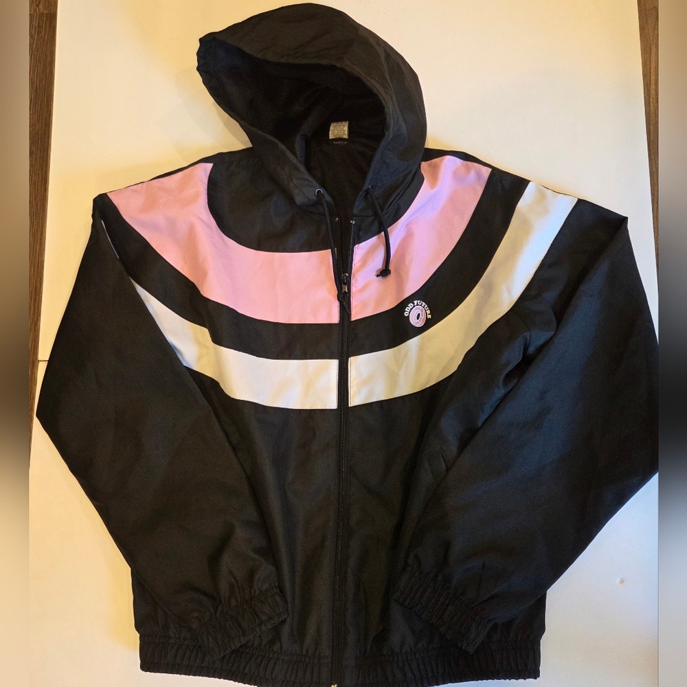 Women's Black and Pink Odd Future Hooded Jacket